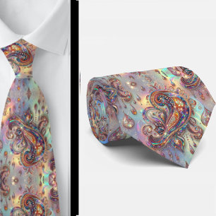 Premium-Faux-Holografie-Opal-Paisley-Schlips Krawatte