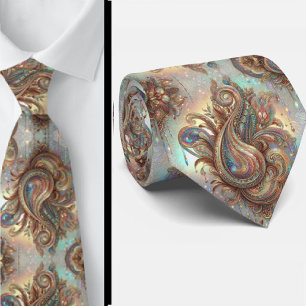 Premium-Faux-Holografie-Opal-Paisley-Schlips Krawatte