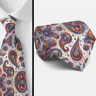 Premium-Faux-Holografie-Opal-Paisley-Schlips Krawatte