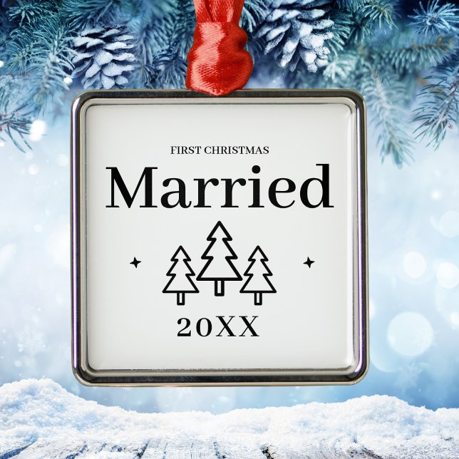 Premium First Christmas Verheiratet Keepake Hochze Ornament Aus Metall (Premium First Christmas Married Keepsake Wedding Metal Ornament)