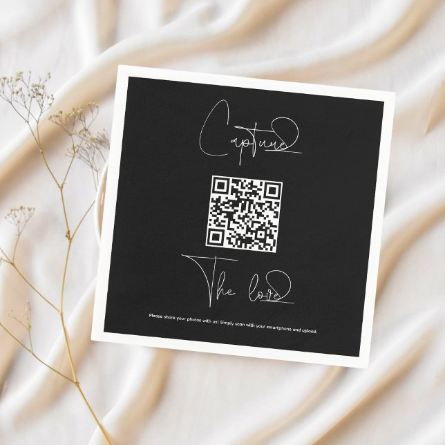 Premium-Fotos für einfache Hochzeiten mit QR-Code Serviette (Von Creator hochgeladen)