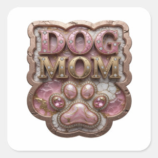 Premium Gold DOG MOM Geschenkaufkleber Quadratischer Aufkleber