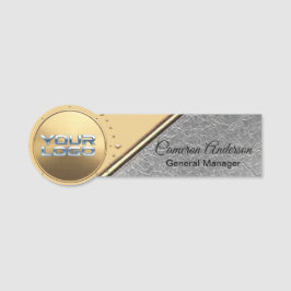 Premium-Gold-Struktur-Silber-Namensschild Namensschild