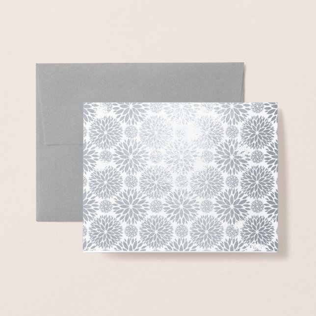 Premium Grau + Silver Foil Blume Muster Folienkarte (Vorderseite mit Umschlag)
