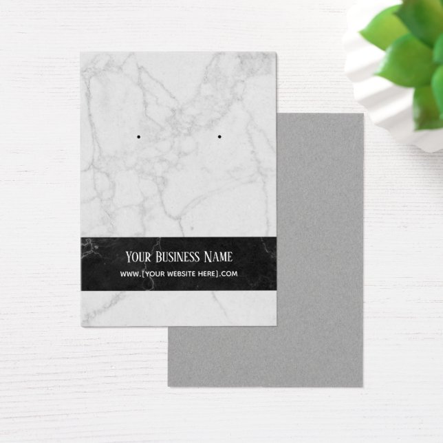 Premium Gray Black Marble Earring Display Cards (Schreibtisch)