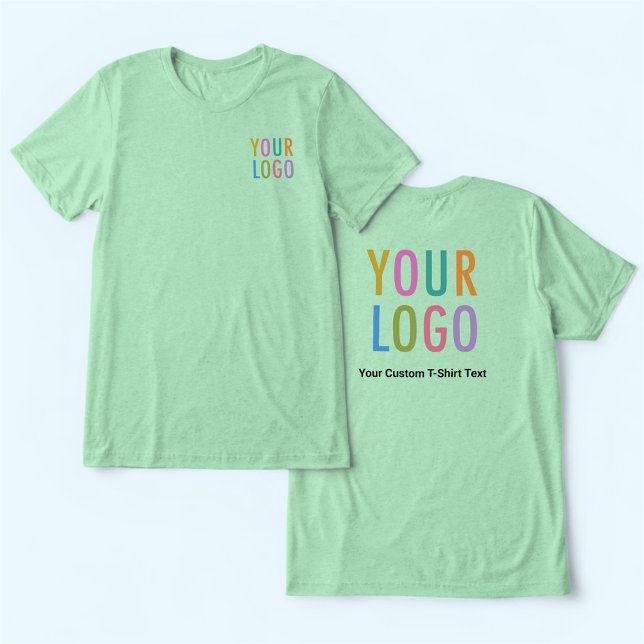 Premium Green T - Shirt Custom Company Logo Unisex (MISOOK Unisex Light Green T-Shirt with Logo on Chest and Back)
