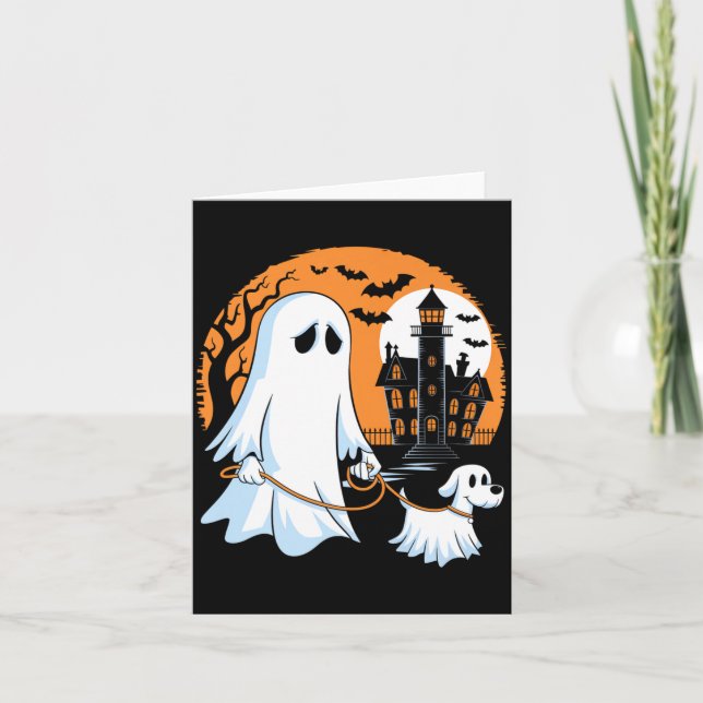 Premium Halloween-Geist-Hund Karte (Vorderseite)