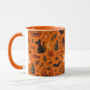 Premium-Halloween-Tasse – Cozy Kürbisse, Geister,  Tasse