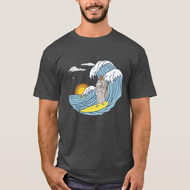 Premium Jesus Surfing - Not leidender T - Shirt (Vorderseite)