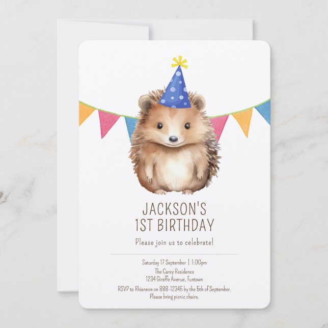 Premium Kindergeburtstag Einladung, niedlicher Ige Einladung (Vorderseite)