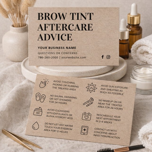 Premium Kraft Brow Tint Aftercare Card (Von Creator hochgeladen)