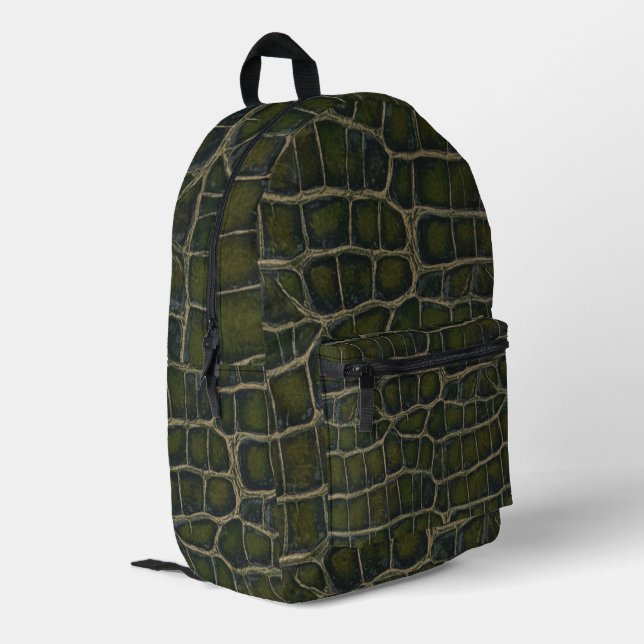 Premium-Krokodillextur-Muster Bedruckter Rucksack (Rückseitige Ecke links)