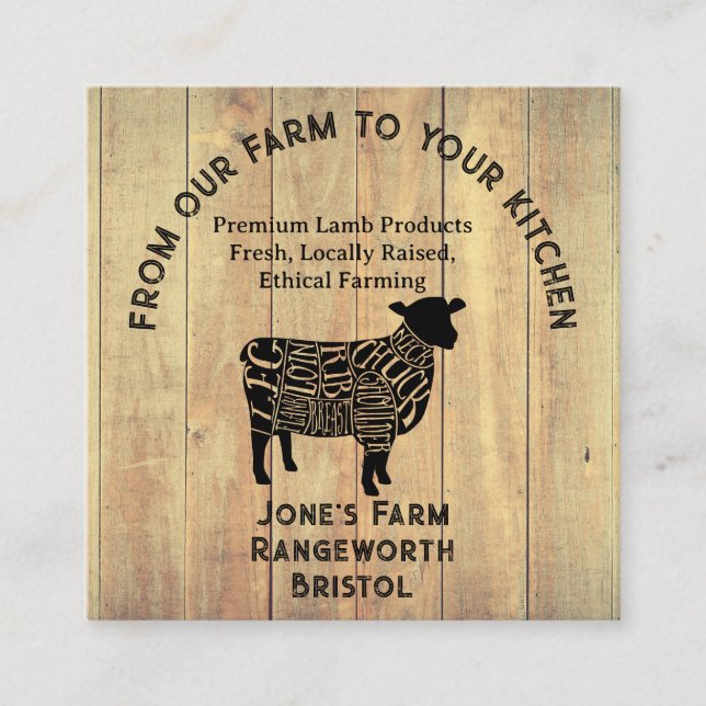 Premium Lamb Farmer & Cattle Meat Business Card –  Quadratische Visitenkarte (Vorderseite)