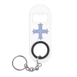 Premium Lapis Blau Koptisches Kreuz Kunst Mini Flaschenöffner