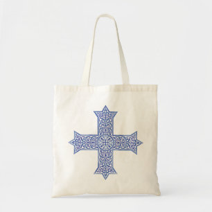 Premium Lapis Blau Koptisches Kreuz Kunst Tragetasche