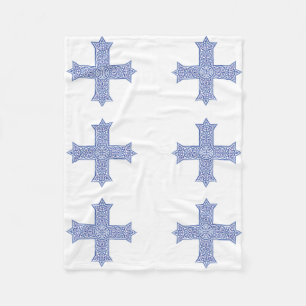 Premium Lapisblauer koptischer Kreuz Kunstwerk Fleecedecke