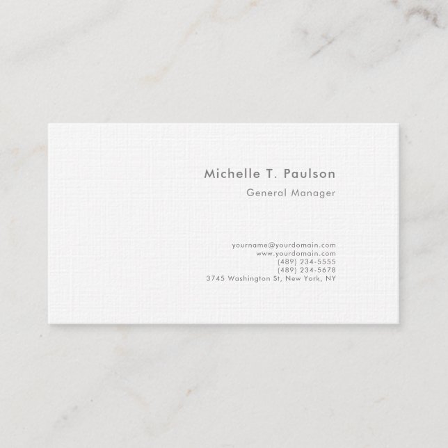 Premium-Leinen minimalistisch modern Visitenkarte (Vorderseite)