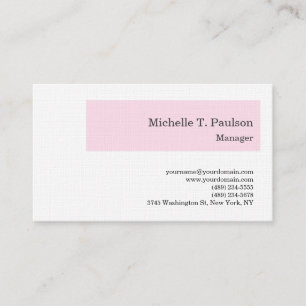 Premium-Leinen Minimalistisch Modernes Rosa Weiß Visitenkarte