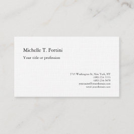 Premium-Leinen Schwarz-weiß Schlicht Minimalistisc Visitenkarte