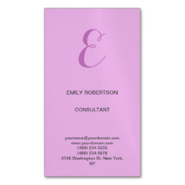 Premium Linen Monogram, Initial Orchid & Lilac Magnetische Visitenkarte