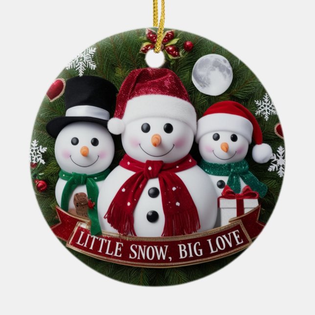 Premium Luxury Snowman Family Christmas Wreath  Keramik Ornament (Vorne)