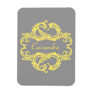 Premium Magnet für Gelben Chic Damask