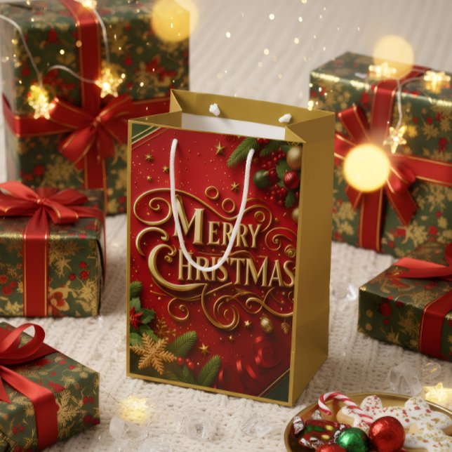 Premium Merry Christmas Gift Bag Mittlere Geschenktüte (Von Creator hochgeladen)