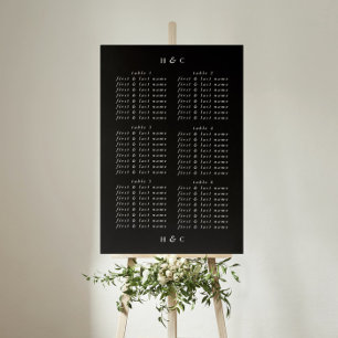 Premium Modern Black Onyx Wedding Seating Chart Poster