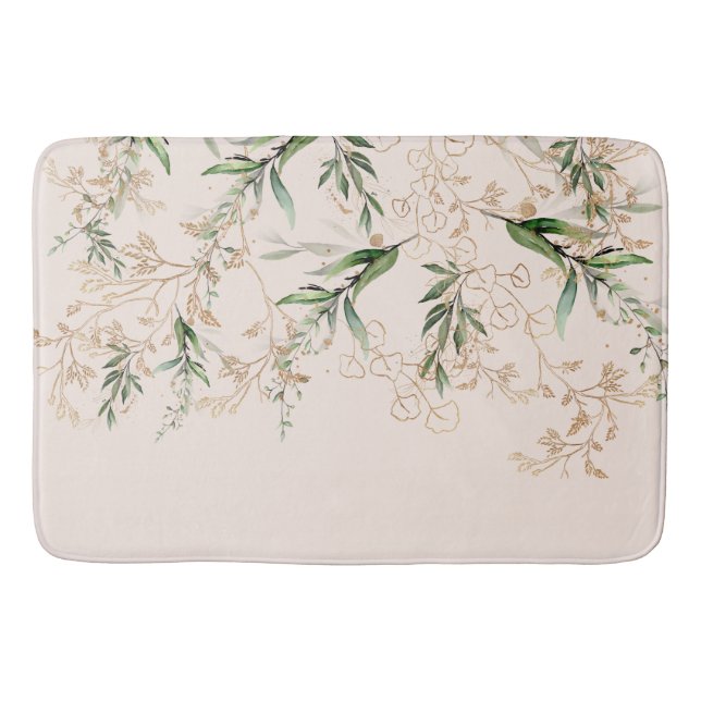 Premium Modern Boho Eukalyptus Light Blink Pink Badematte (Vorderseite)