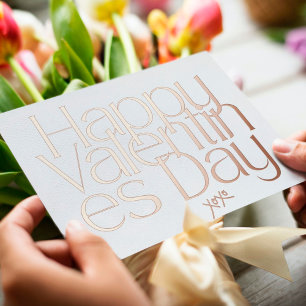 PREMIUM MODERNER VALENTINSTAG BLUSH MÄDCHENPINK FOLIEN FEIERTAGSKARTE