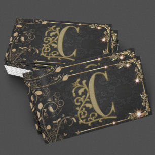 Premium Monogram Black Gold Sparkcard Visitenkarte