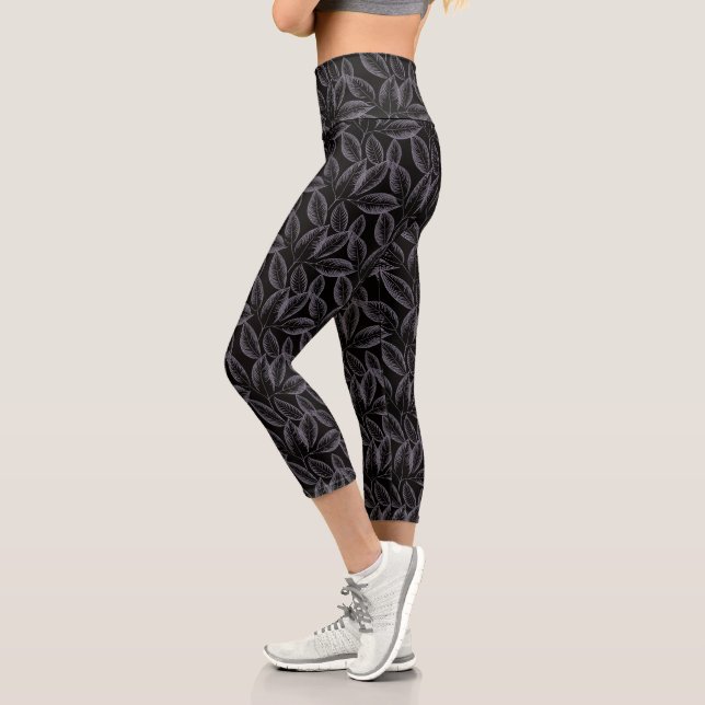 Premium Nahtloses Muster mit detaillierten Venen Capri Leggings (Links)