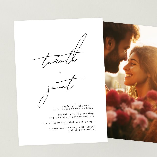 Premium NAMES Stilvolle Black & White Foto Hochzei Einladung (Von Creator hochgeladen)
