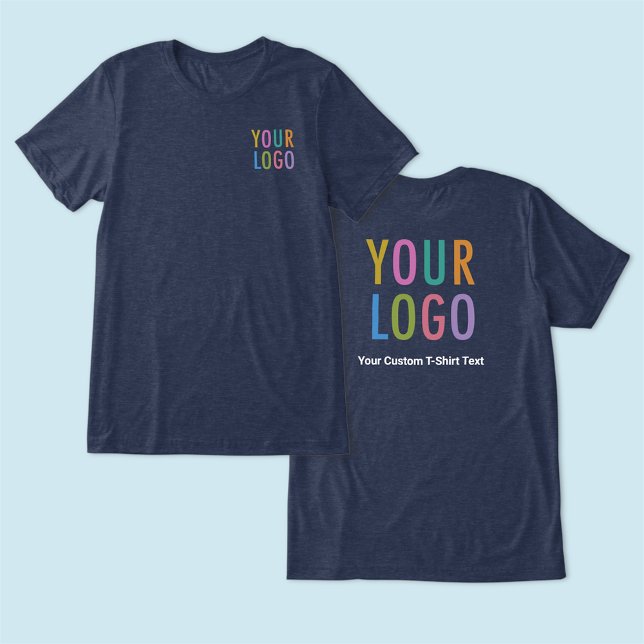 Premium Navy Blue T - Shirt Custom Logo Unisex (MISOOK Men’s Navy Blue T-Shirt with Chest Logo & Back Logo)