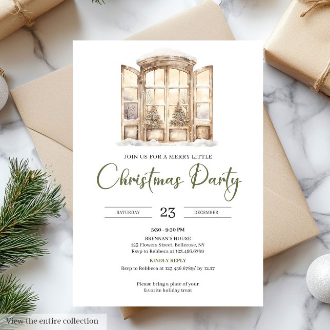 Premium Neutral Moss Green Taupe Christmas Party Einladung (Premium Neutral Moss Green Taupe Christmas Party)