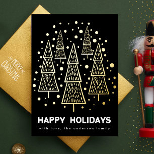 Premium Onyx Gold Frohe Weihnachten Tannenbaum Glü Folien Feiertagskarte