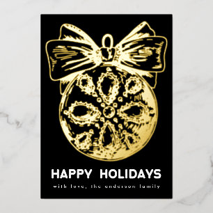 Premium Onyx Golden Ornament   Foto Glücklich Folien Feiertagskarte