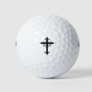 Premium-Ornamentales geschnitztes Kreuz Kunst Golfball