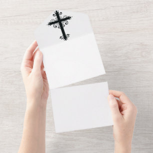Premium Ornamentales Geschnitztes Kreuz Kunstwerk All In One Einladung