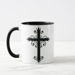 Premium-Ornamentales geschnitztes Kreuz Kunstwerk Tasse