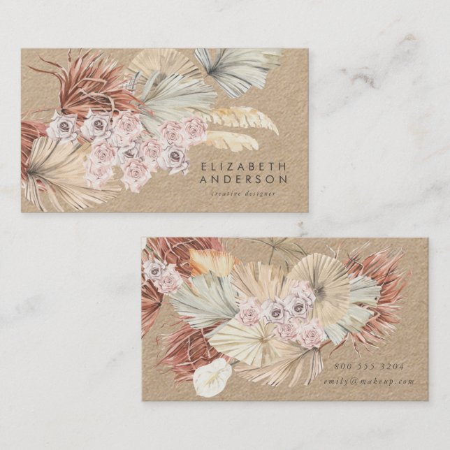 Premium Pampas Original Kraft Moderner Designer Visitenkarte (Vorne/Hinten)