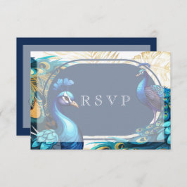 Premium Peacocks Feathers Wedding RSVP Karte