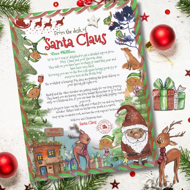 Premium personalisierter Wasserfarben-Brief von Sa (Premium Personalized Watercolor Letter from Santa )
