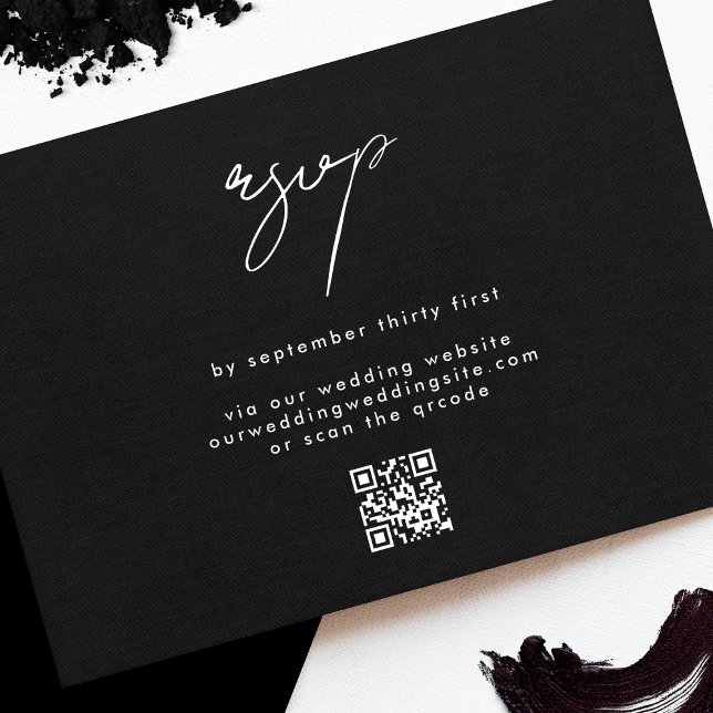 Premium QR CODE Elegant Stylish Wedding Website RSVP Karte (Von Creator hochgeladen)