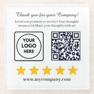 Premium-QR-Review-Design für Markenförderung Glasuntersetzer