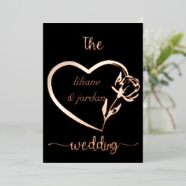 Premium Real Gold Elegante Monogram Black Foil in Folieneinladung