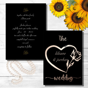 Premium Real Gold Elegante Monogram Black Foil in Folieneinladung
