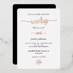 Premium Real Gold Elegante Monogram White Foil Inv Folieneinladung