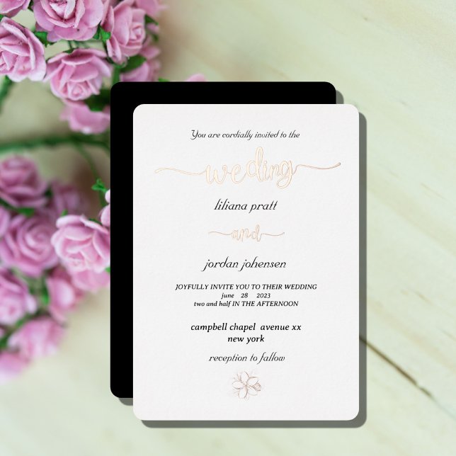 Premium Real Gold Elegante Monogram White Foil Inv Folieneinladung (Von Creator hochgeladen)