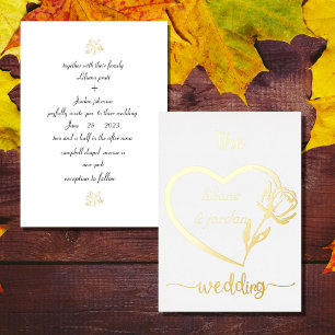 Premium Real Gold Elegante Monogramm WEISSE Folie Folieneinladung